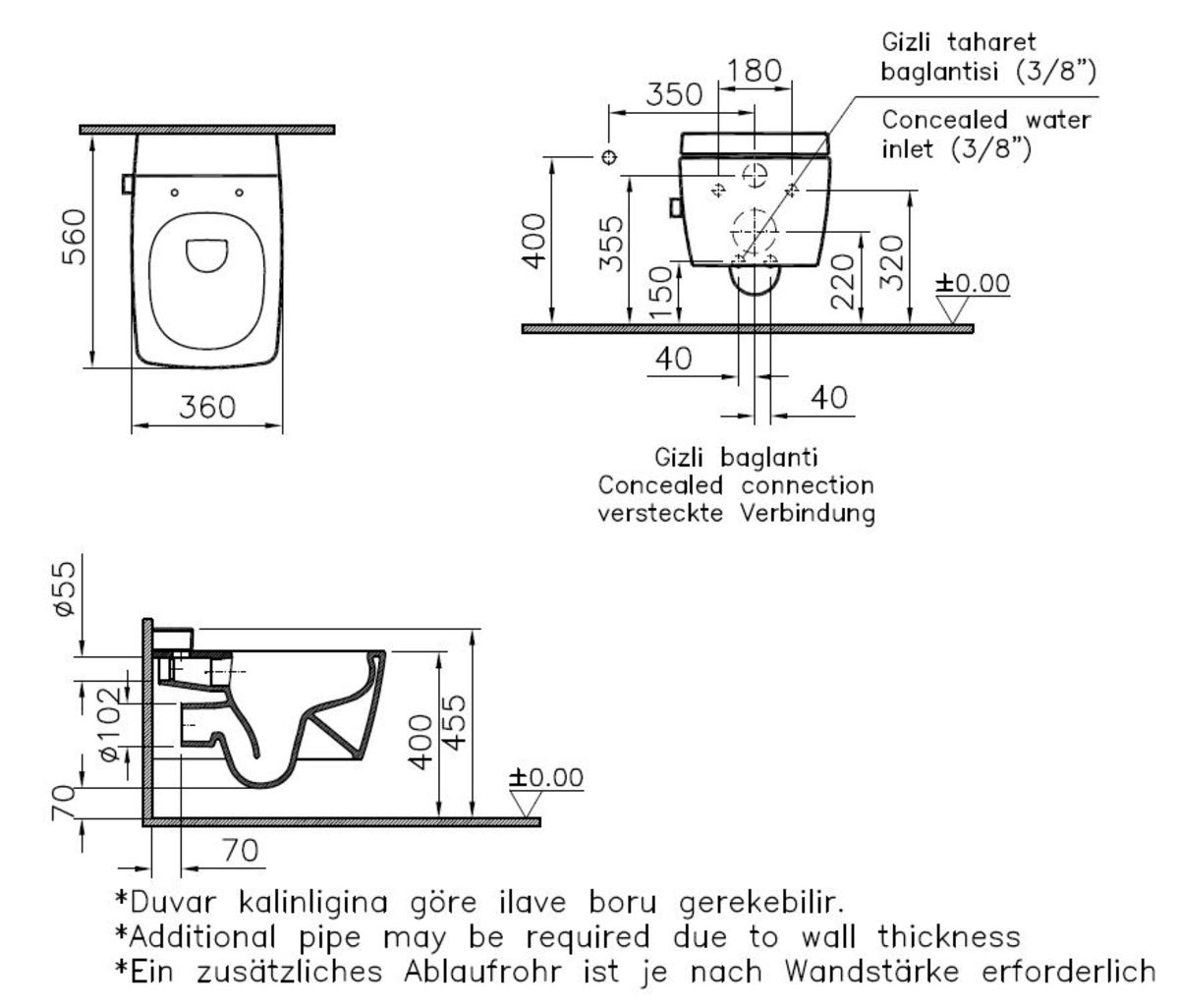 Подвесной унитаз VitrA Metropole 7672B003-1687 с функцией биде и встроенным смесителем безободковый Rim-ex белый санитарный фарфор антибактериальное покрытие Hygiene