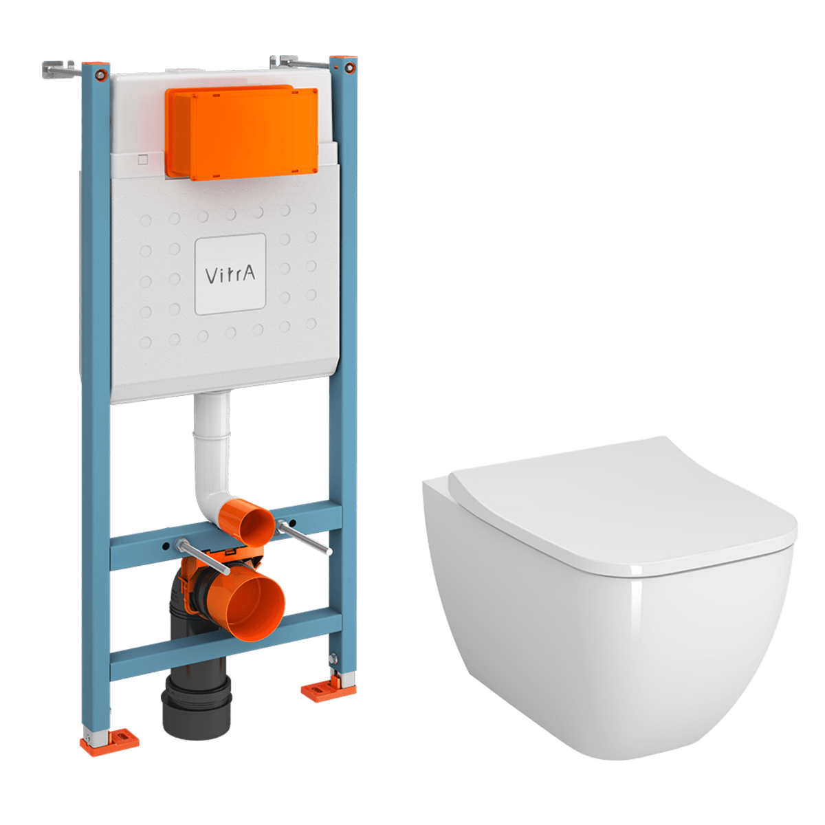 Инсталляция с унитазом VitrA Shift 9855B003-7207 комплект 3 в 1 с сиденьем микролифт безободковый Rim-ex