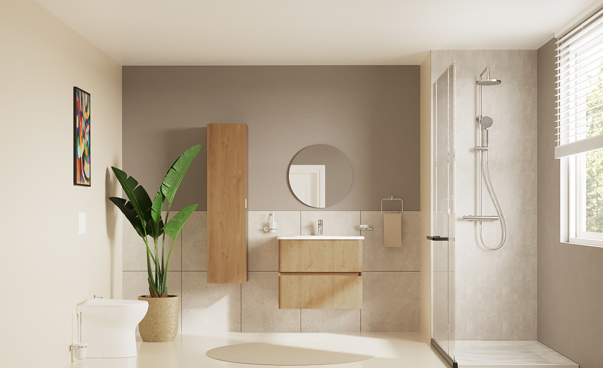 Тумба с раковиной для ванной VitrA Mia Plus Round 69825 80 см золотой дуб ДСП