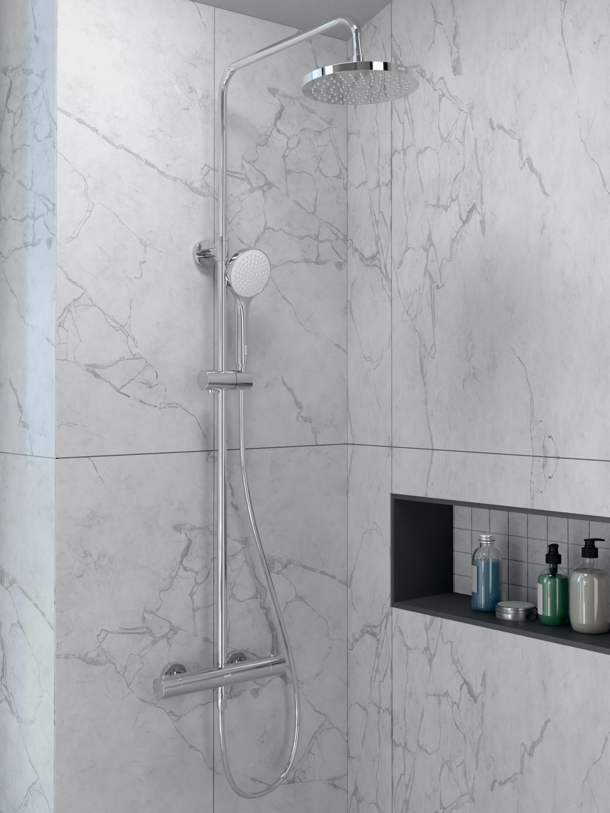 Душевая система VitrA Joy A47298EXP с термостатическим смесителем и ручным душем хром