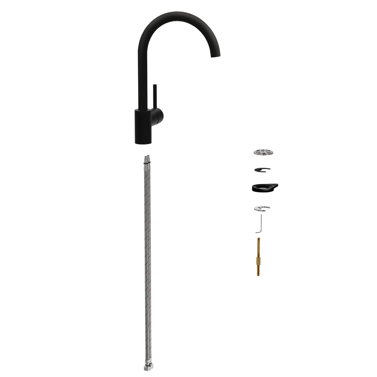 Смеситель для кухни VitrA Minimax S A4209136EXP с поворотным изливом однорычажный матовый черный латунь