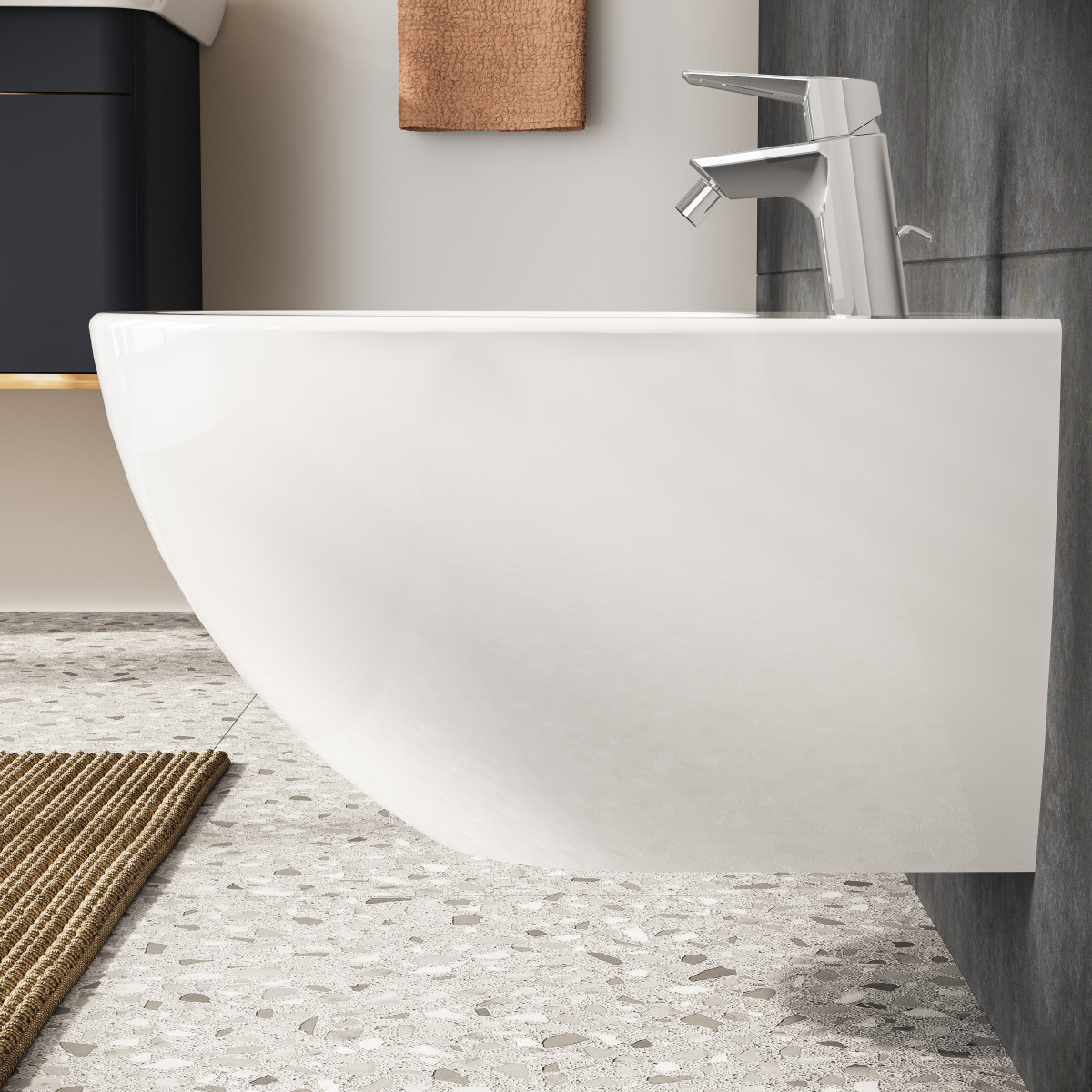 Биде VitrA Sento (Сенто) 4338B003-1046 подвесное белое с отверстием под смеситель покрытие Hygiene (Хайджн)