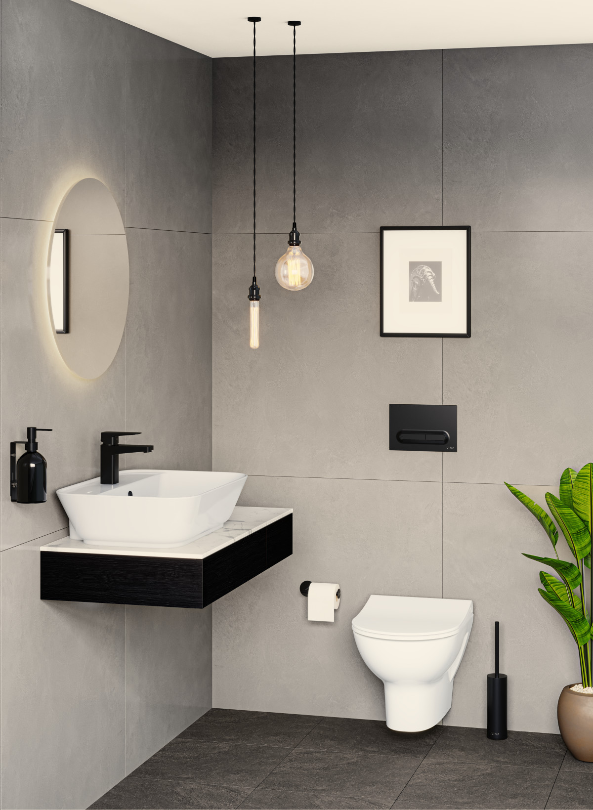 Подвесной унитаз VitrA Zentrum 5795B003-6077 безободковый с сиденьем микролифт дюропласт белый глянец санитарный фарфор антибактериальное покрытие Hygiene