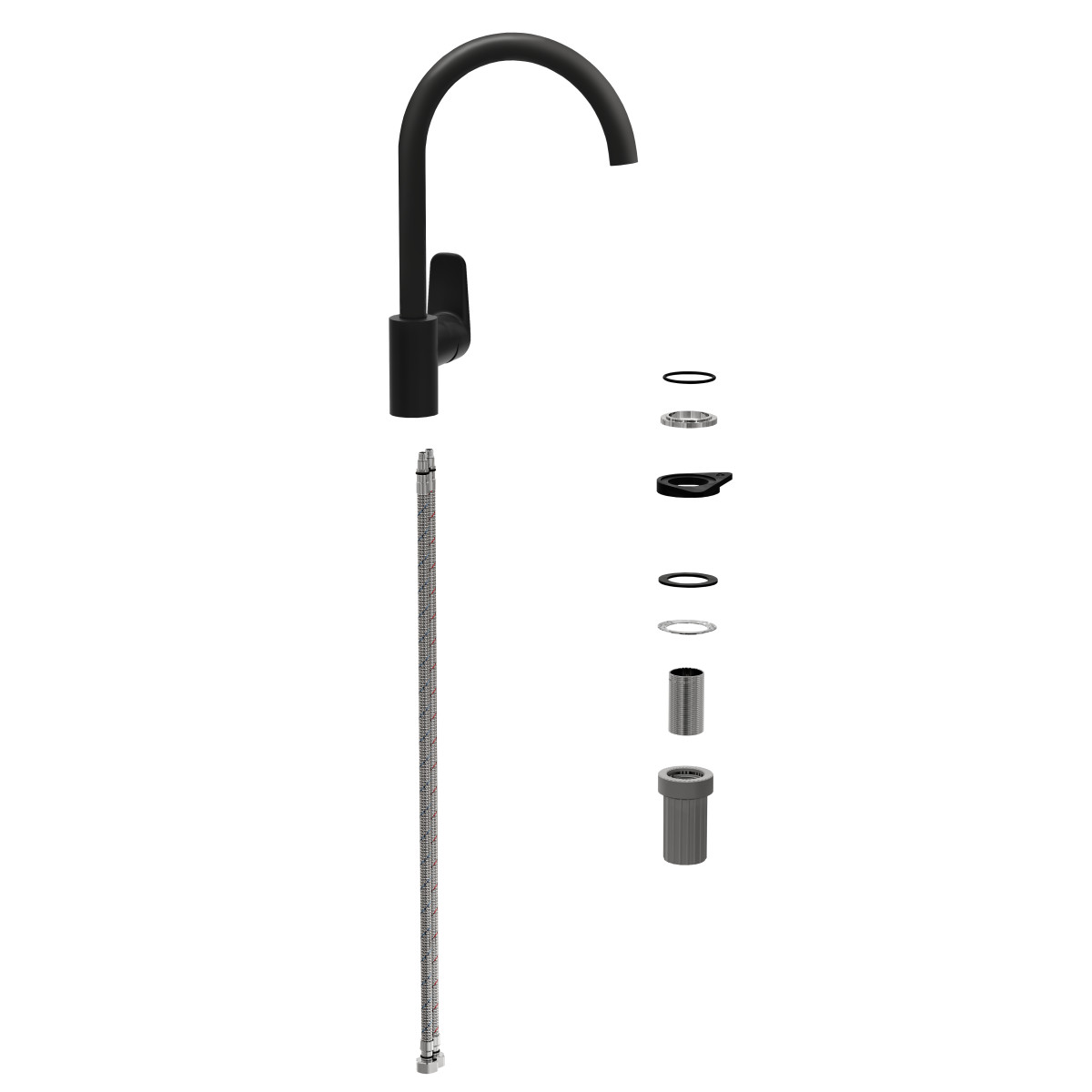 Смеситель для кухни VitrA Flow Soft (Флоу Софт) A4341936EXP с поворотным изливом однорычажный матовый черный латунь