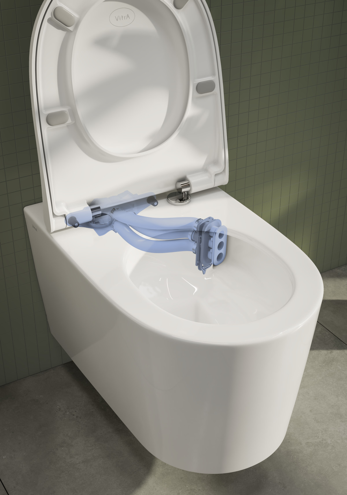 Подвесной унитаз VitrA Nest 7870B403-0075 безободковый QuantumFlush белый санитарный фарфор антибактериальное покрытие Hygiene + Clean