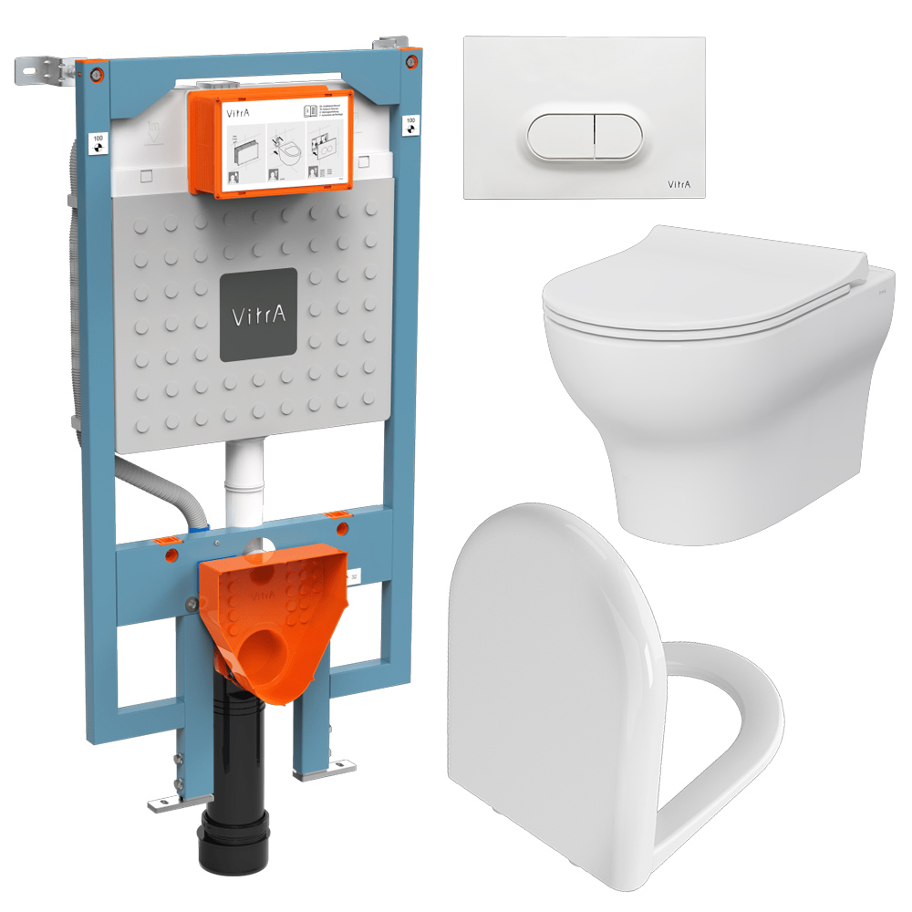 Комплект Vitra Zentrum Round Инсталяция VitrA V8 с подвесным унитазом Zentrum и клавиша смыва