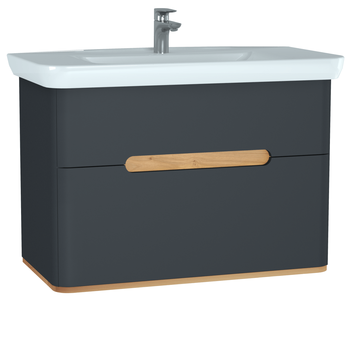 Тумба с раковиной для ванной VitrA Sento 60838 100 см матовая антрацит МДФ