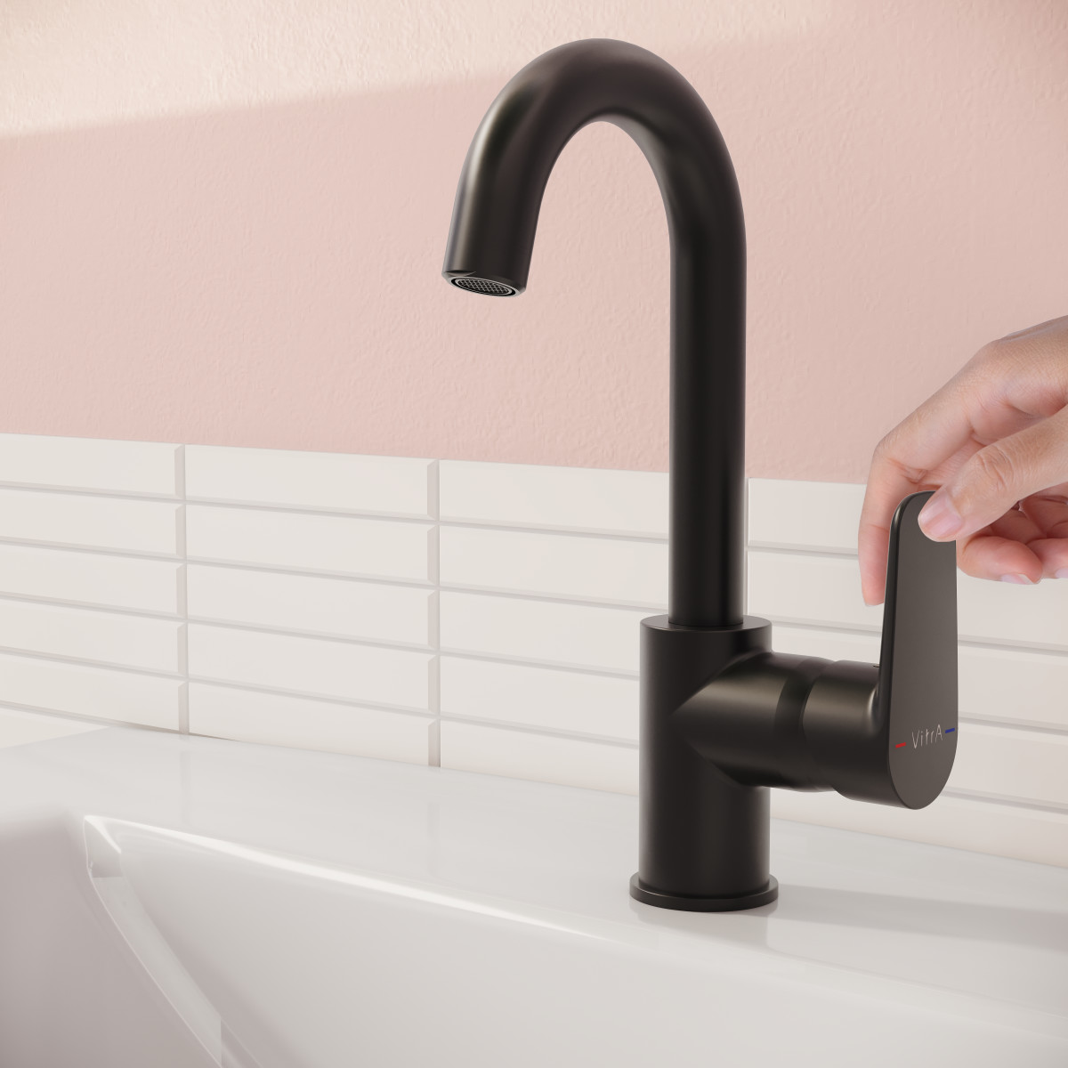 Смеситель для раковины VitrA Flow Soft A4316036EXP однорычажный матовый черный латунь