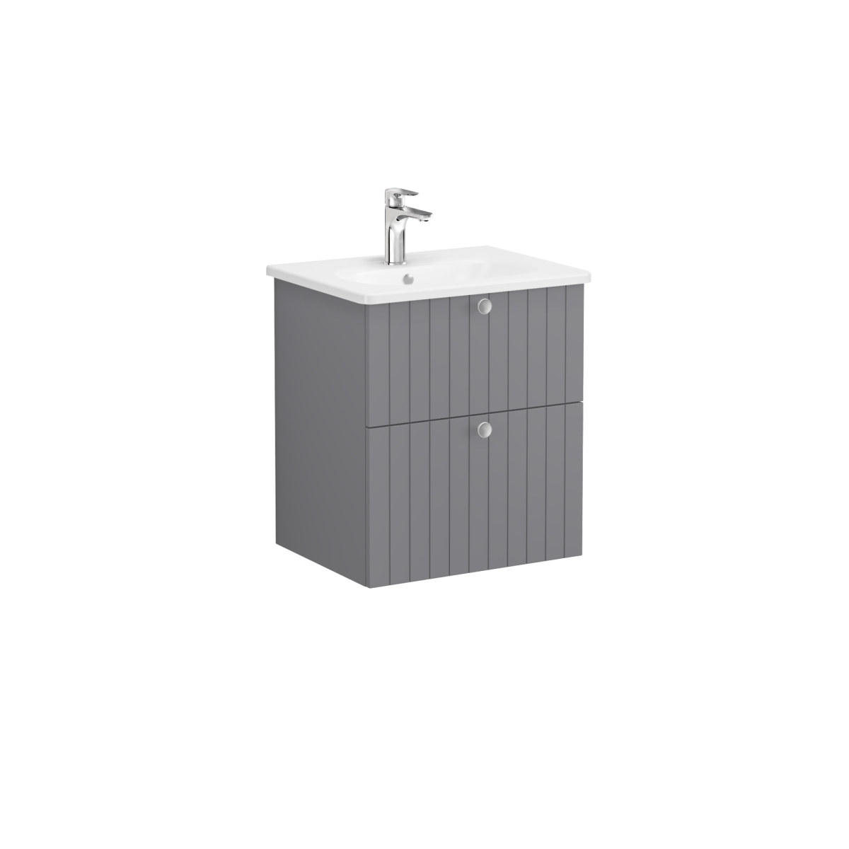 Тумба с раковиной для ванной VitrA Root Groove 69417 60 см матовая серая МДФ