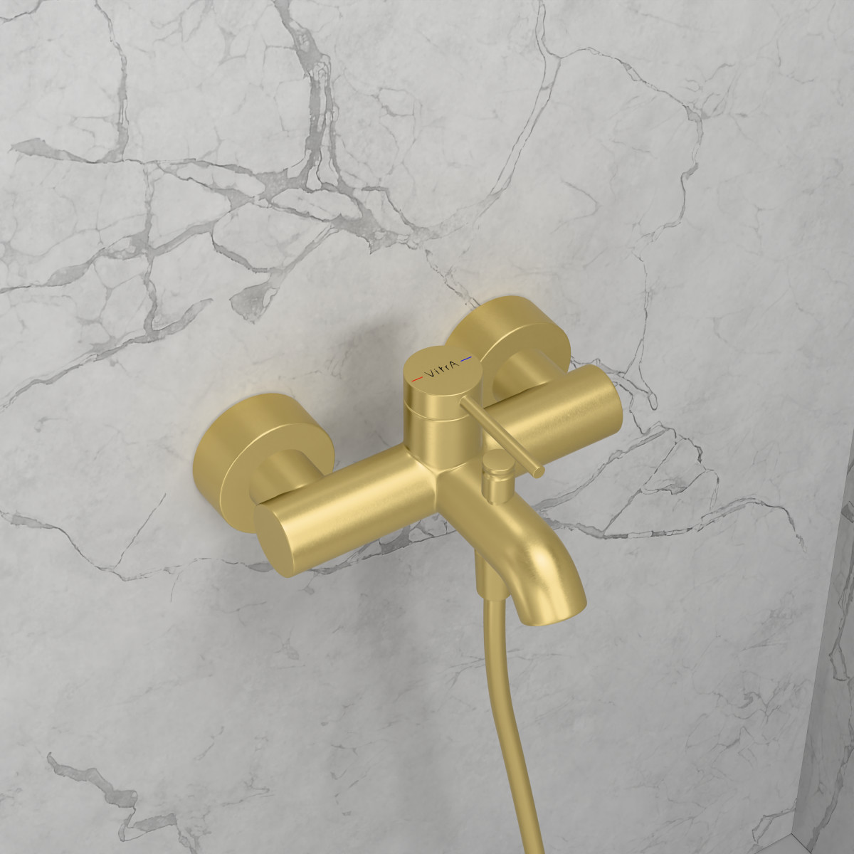 Настенный смеситель для ванны VitrA Minimax Round (Раунд) (Минимакс Раунд) A4354825EXP однорычажный брашированное золото латунь