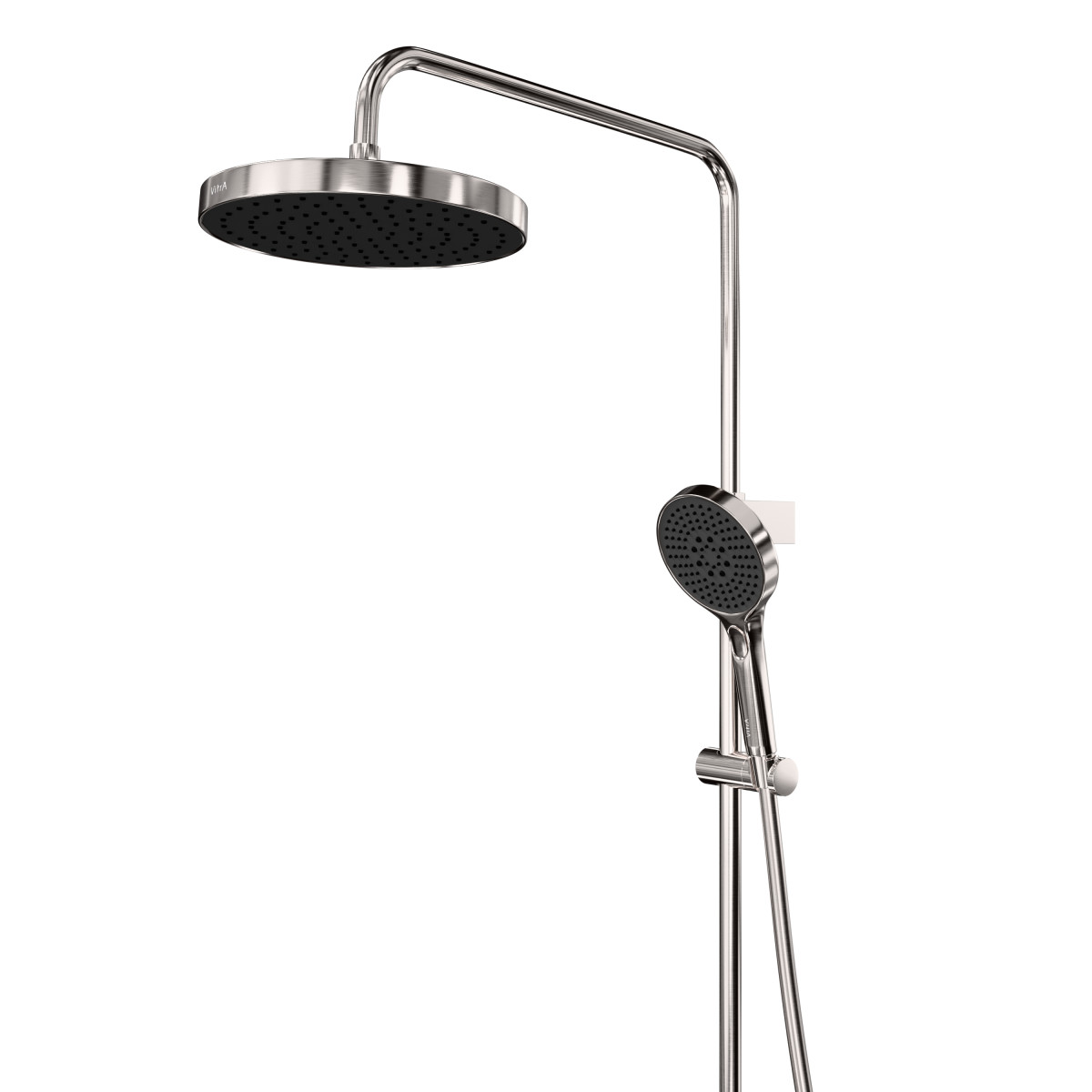 Душевая система VitrA Core Round A4730934EXP с термостатическим смесителем и ручным душем брашированная никель
