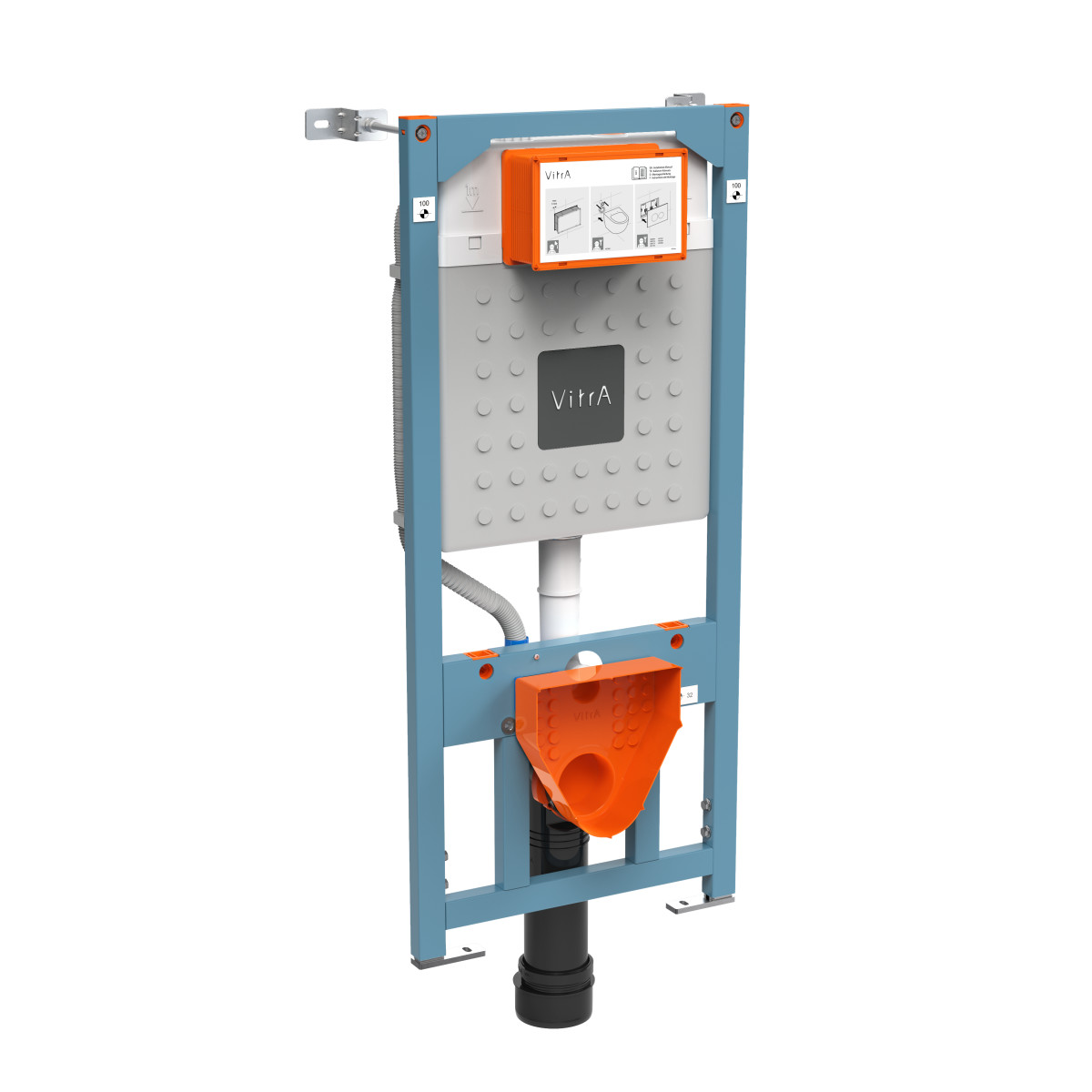 Инсталляция с унитазом VitrA S40 9860B003-7200 комплект 4 в 1 с сиденьем микролифт безободковый цвет клавиши глянцевый хром