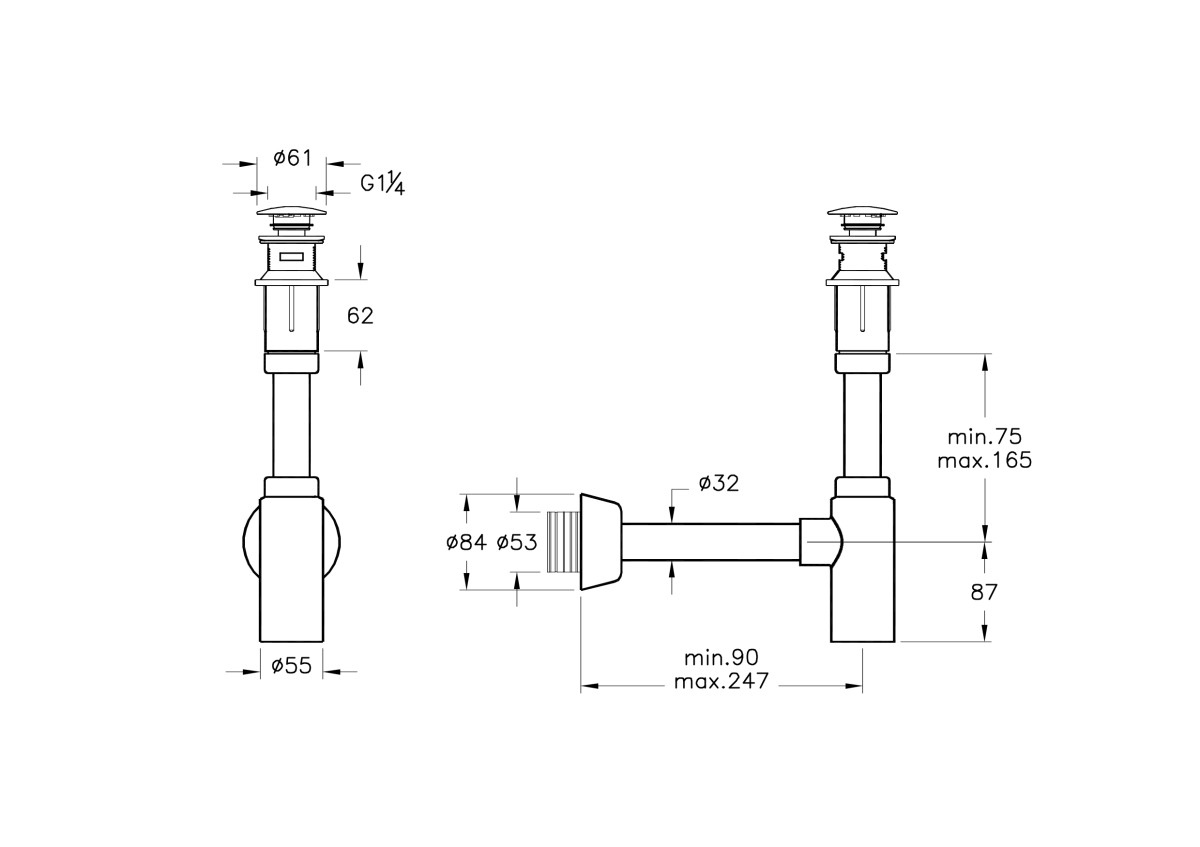 Сифон с донным клапаном для раковины VitrA A45154 хром