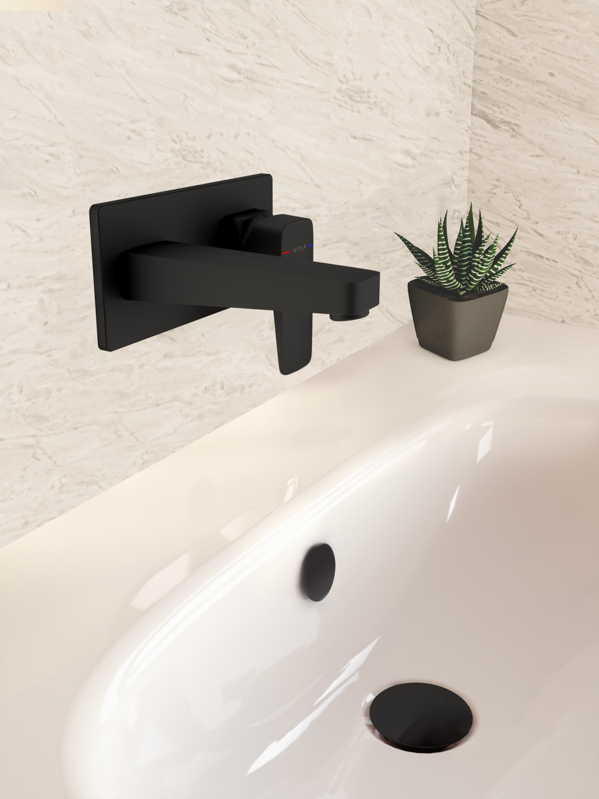 Встраиваемый смеситель для раковины VitrA Root Square A4273836EXP матовый черный латунь