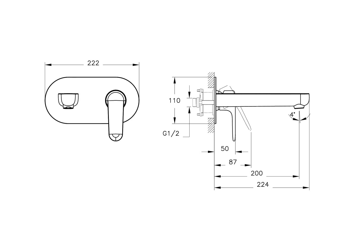 Встраиваемый смеситель для раковины VitrA Root Round A4272134EXP брашированный никель латунь