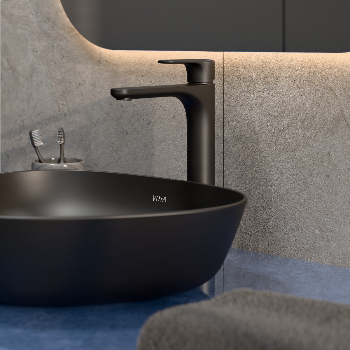 Смеситель для раковины VitrA Root Round (Рут Раунд) A4270736EXP, однорычажный, матовый черный, латунь