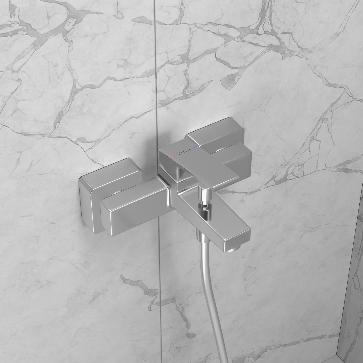 Настенный смеситель для ванны VitrA Minimax S (Минимакс С)quare (Минимакс Скуэр) A43520EXP однорычажный хром латунь