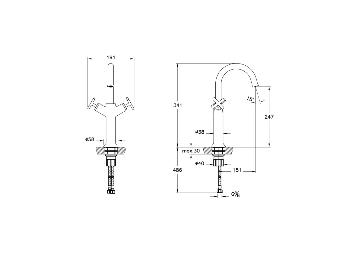 Смеситель для раковины VitrA Origin (Ориджин) Classic (Ориджин Классик) A42886 двухрычажный хром латунь
