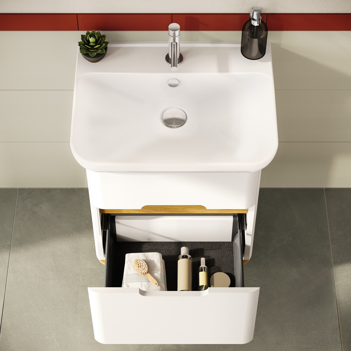 Тумба с раковиной для ванной VitrA Sento 60822 65 см матовая белая МДФ