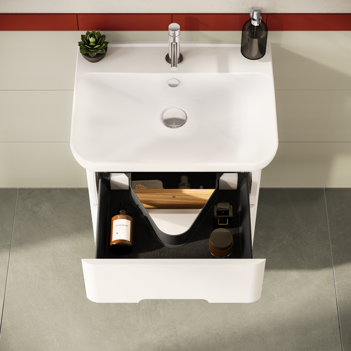 Тумба с раковиной для ванной VitrA Sento (Сенто) 60822 65 см матовая белая МДФ