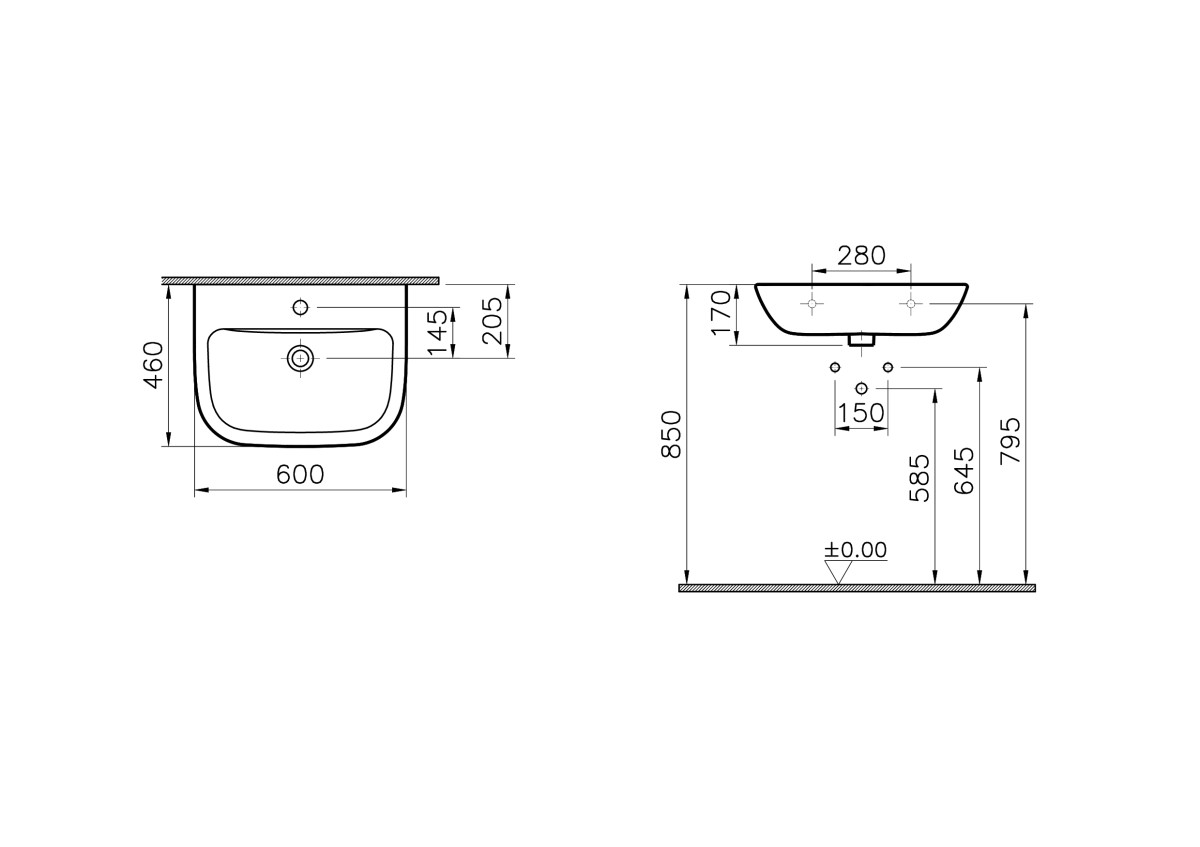 Раковина VitrA S20 5503B003-0001 60 x 46 см белая антибактериальное покрытие Hygiene