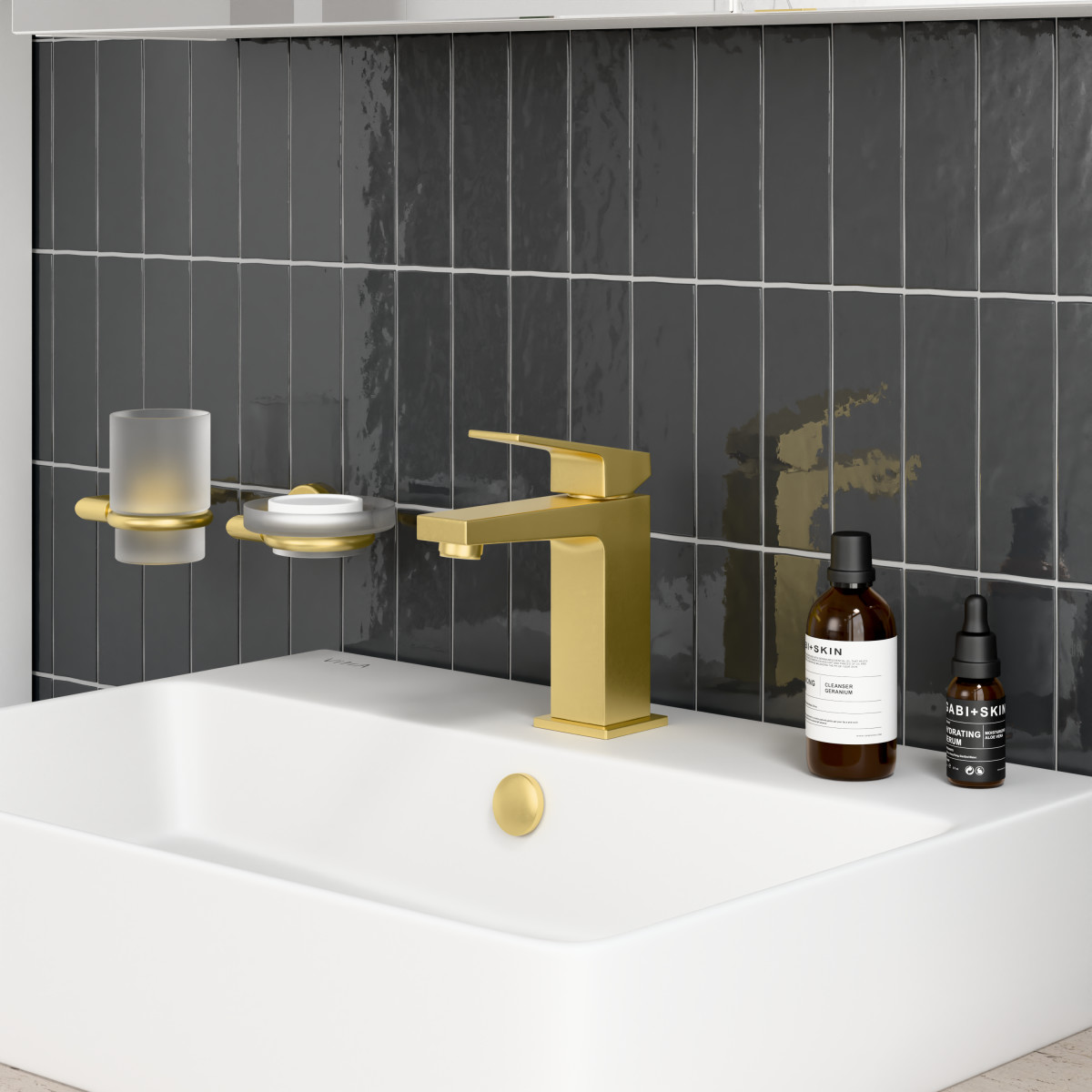 Смеситель для раковины VitrA Minimax S (Минимакс С)quare (Минимакс Скуэр) A4372025EXP однорычажный брашированное золото латунь