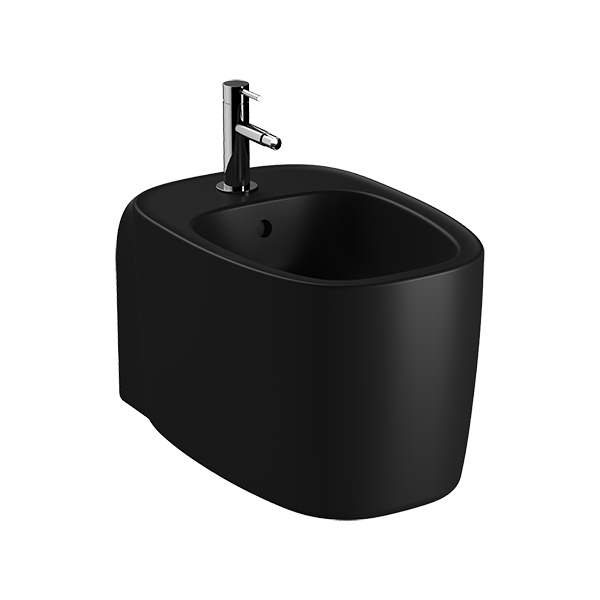 Биде VitrA Plural 7831B483-0288 подвесное матовое черное с отверстием под смеситель покрытие Hygiene + Clean