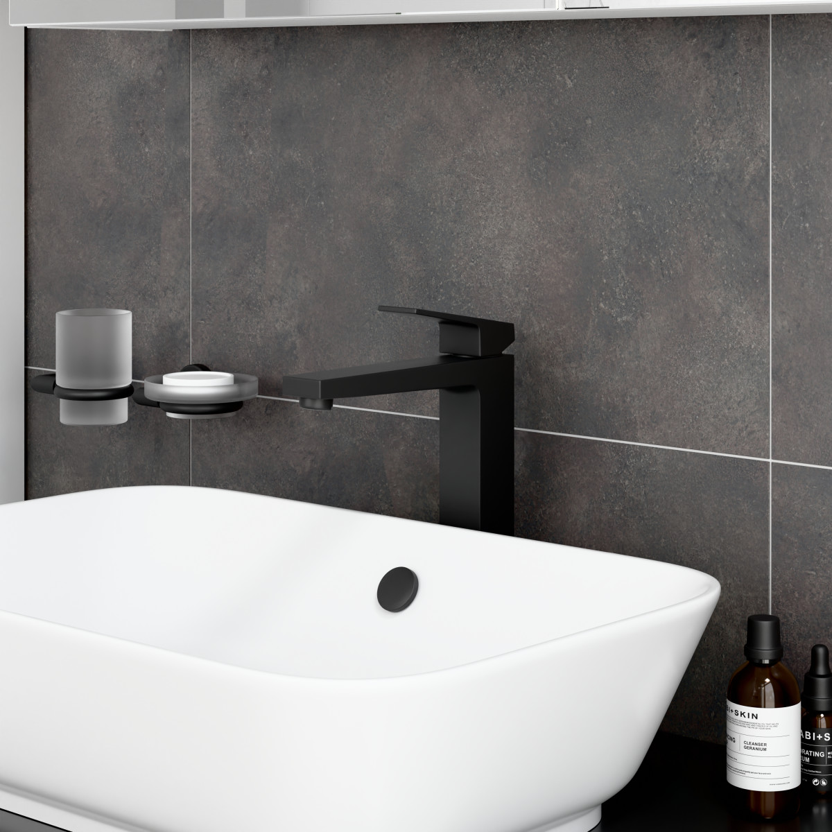 Смеситель для раковины-чаши VitrA Minimax S (Минимакс С)quare (Минимакс Скуэр) A4372436EXP однорычажный матовый черный латунь