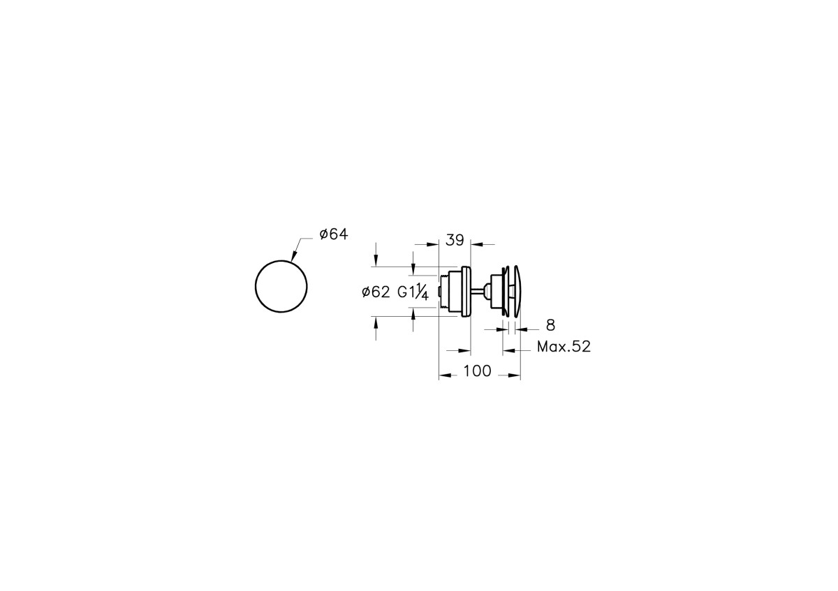 Донный клапан VitrA A45148 для раковины с переливом хром