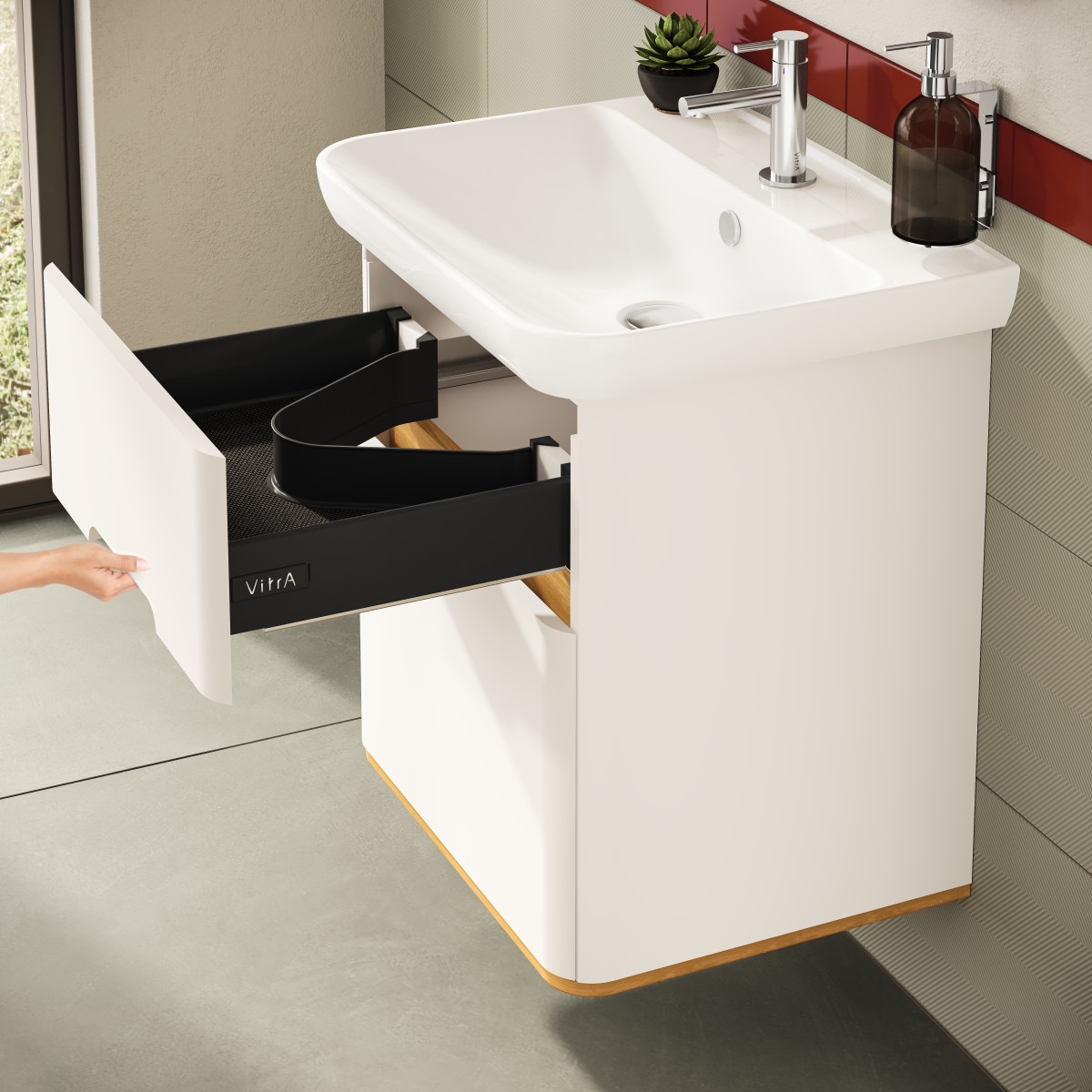 Тумба с раковиной для ванной VitrA Sento (Сенто) 60822 65 см матовая белая МДФ