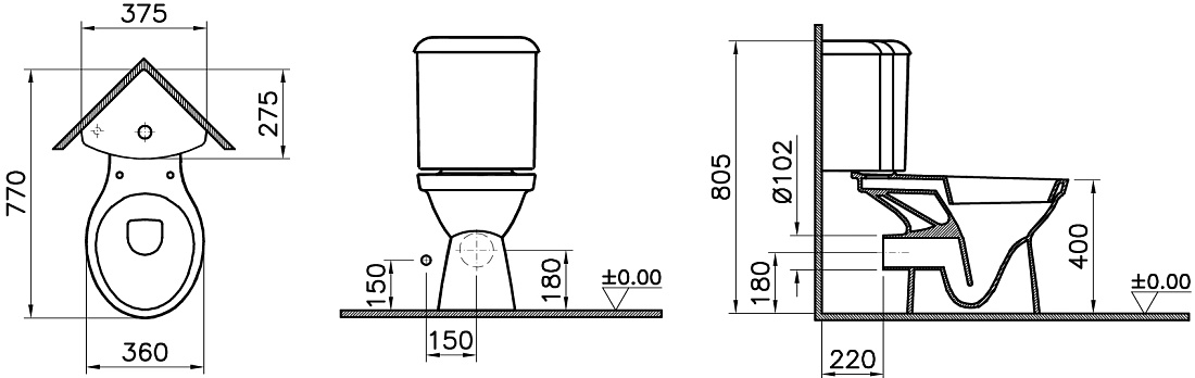 Угловой унитаз Norm Wenkel, крышка термопласт с микролифтом
