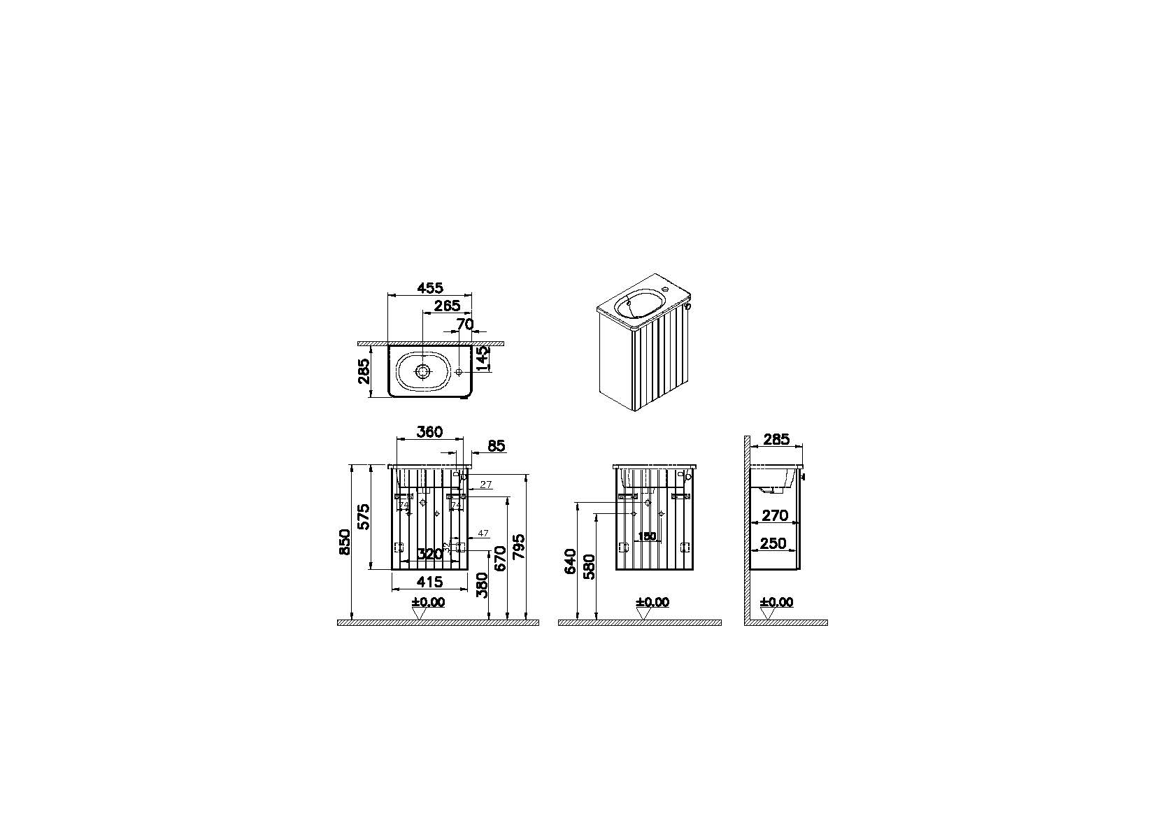 Модуль Root Groove 45 см с круглой раковиной, левосторонний, матовый белый