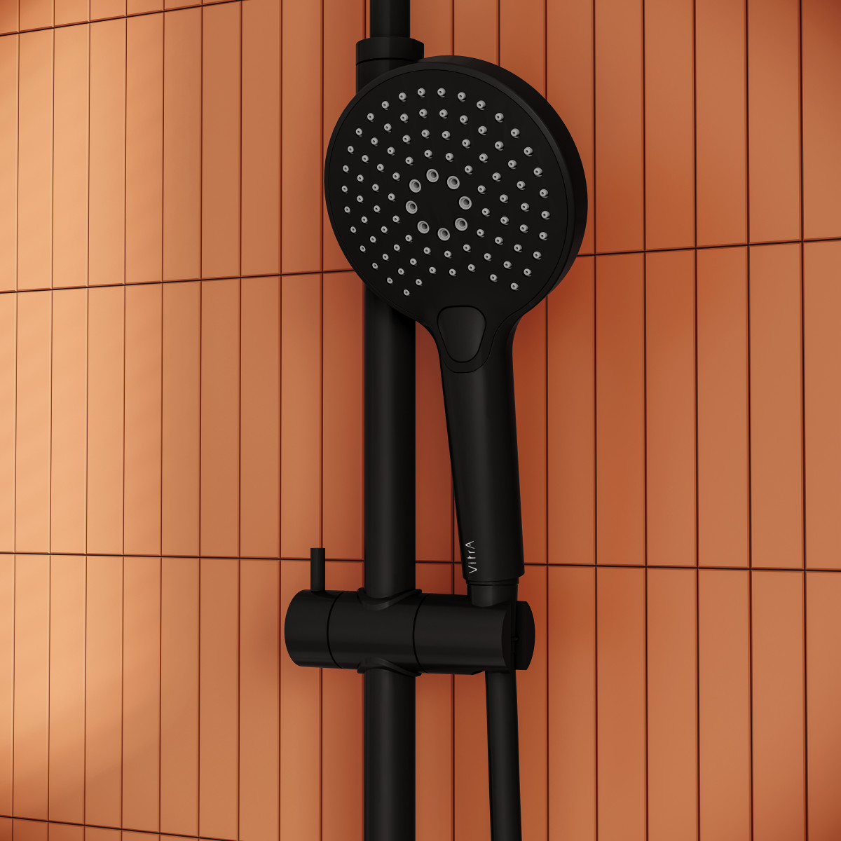 Душевая система VitrA Aquaheat (Аквахит) A4720536EXP с термостатическим смесителем и ручным душем матовая черная латунь