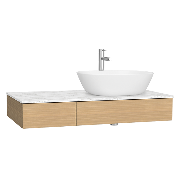 Модуль 90 см под раковину с ящиками, правосторонний, дуб 65678