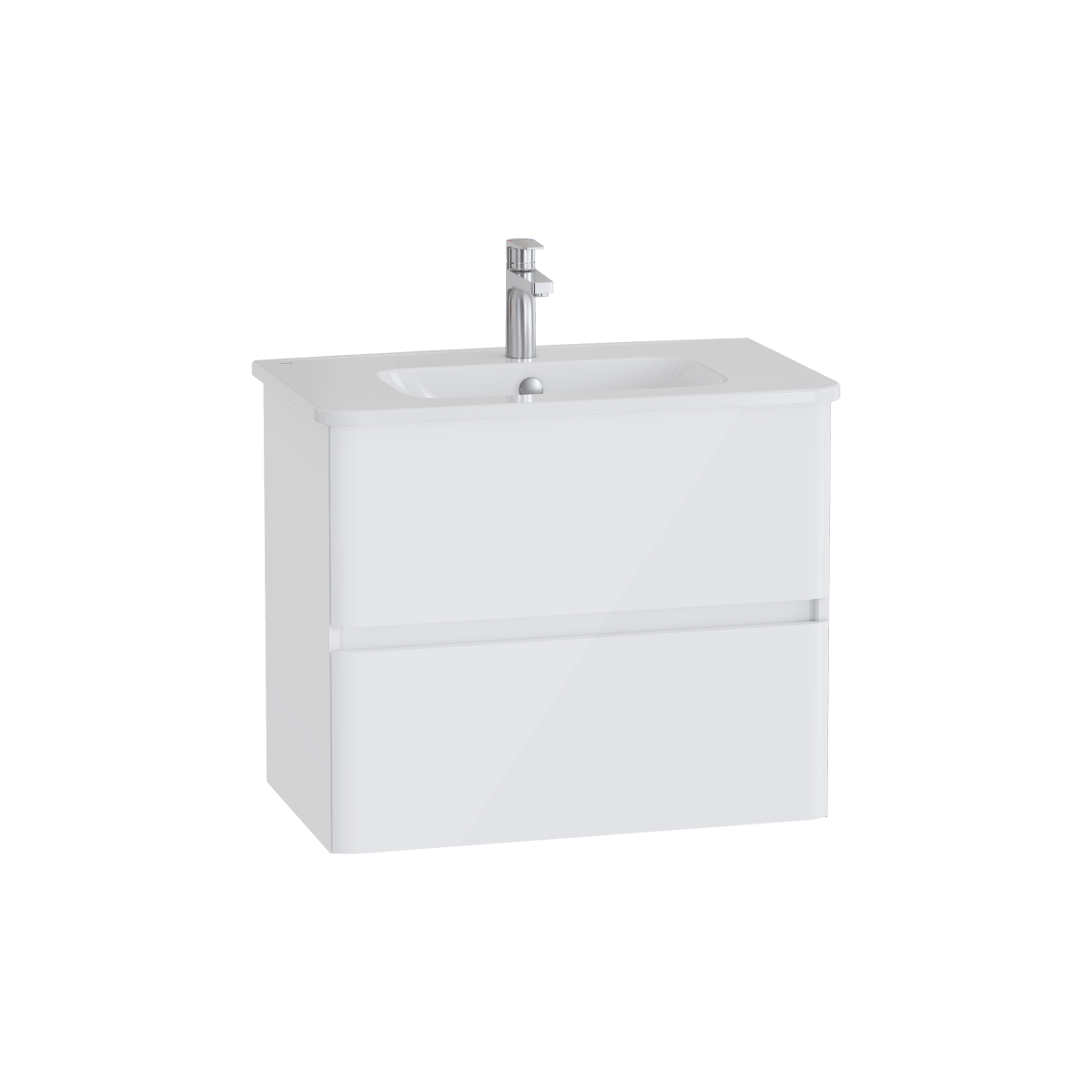 Тумба с раковиной для ванной VitrA Mia Plus Round 69824 80 см глянцевая белая ДСП