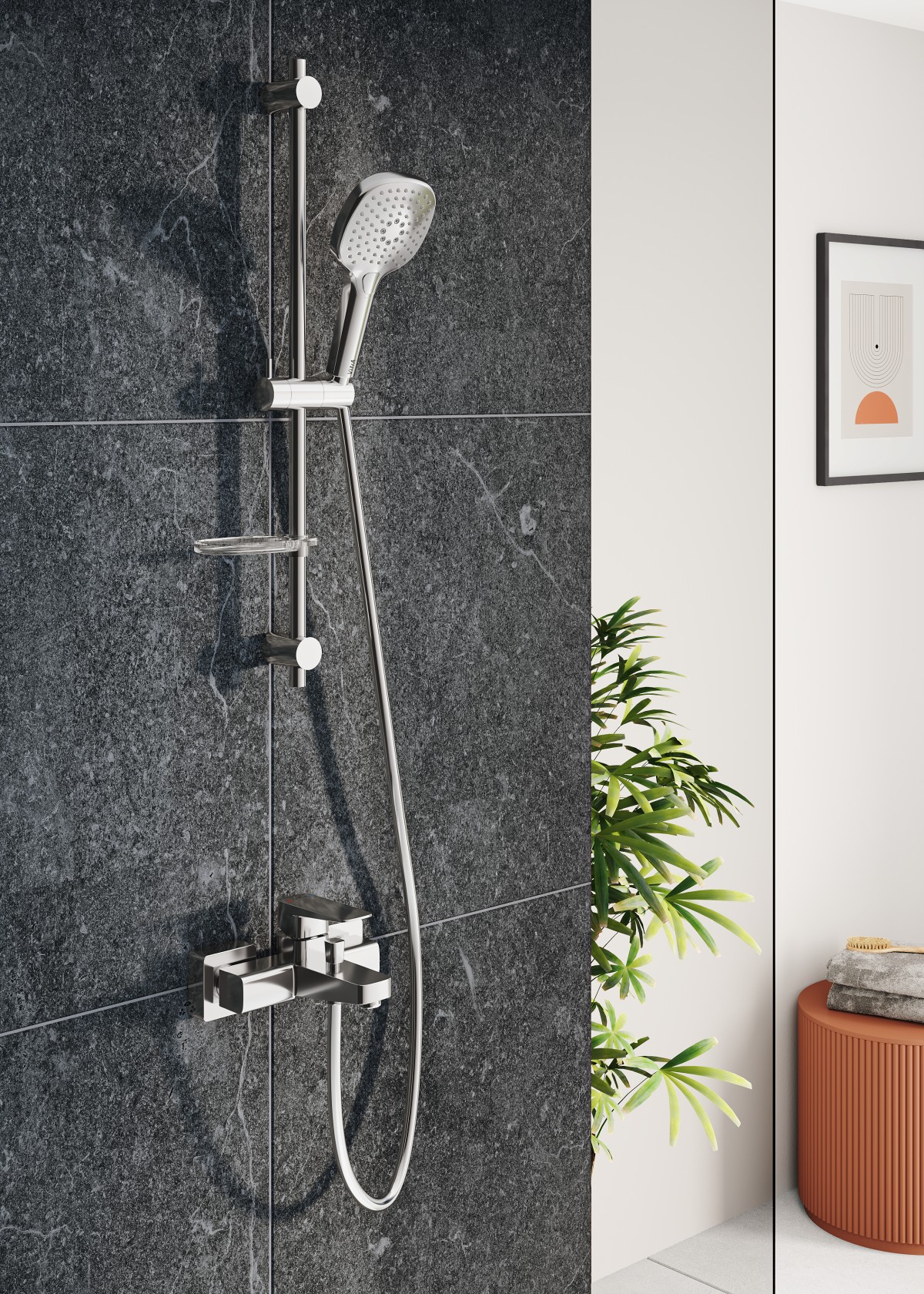 Смеситель настенный VitrA Root Square (Рут Скуэр) A42737EXP для ванны однорычажный хром латунь