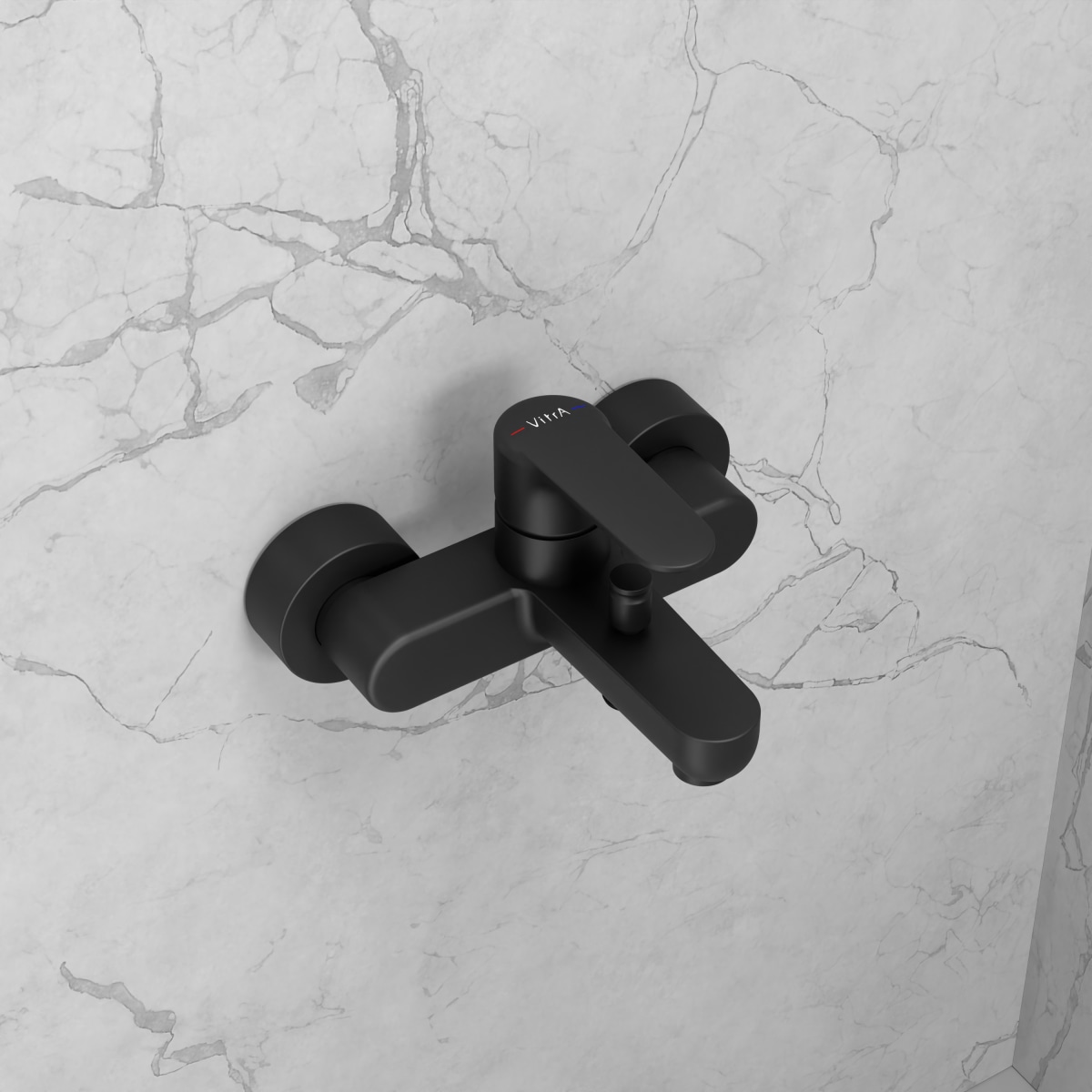Смеситель настенный VitrA Root Round (Рут Раунд) A4272536EXP для ванны однорычажный матовый черный латунь