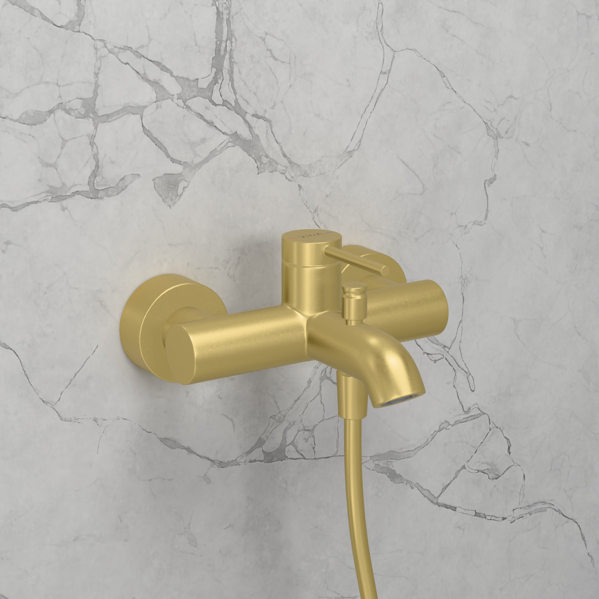 Настенный смеситель для ванны VitrA Minimax Round A4354825EXP однорычажный брашированное золото латунь