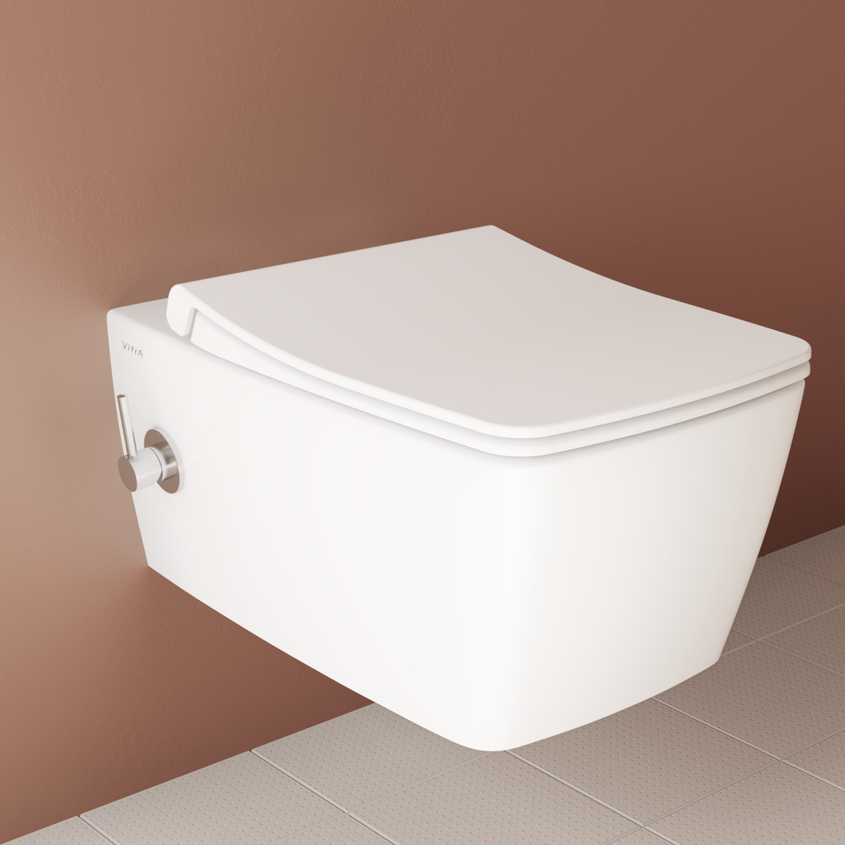 Подвесной унитаз VitrA Metropole 7672B003-1684 с функцией биде и встроенным смесителем безободковый Rim-ex белый санитарный фарфор антибактериальное покрытие Hygiene