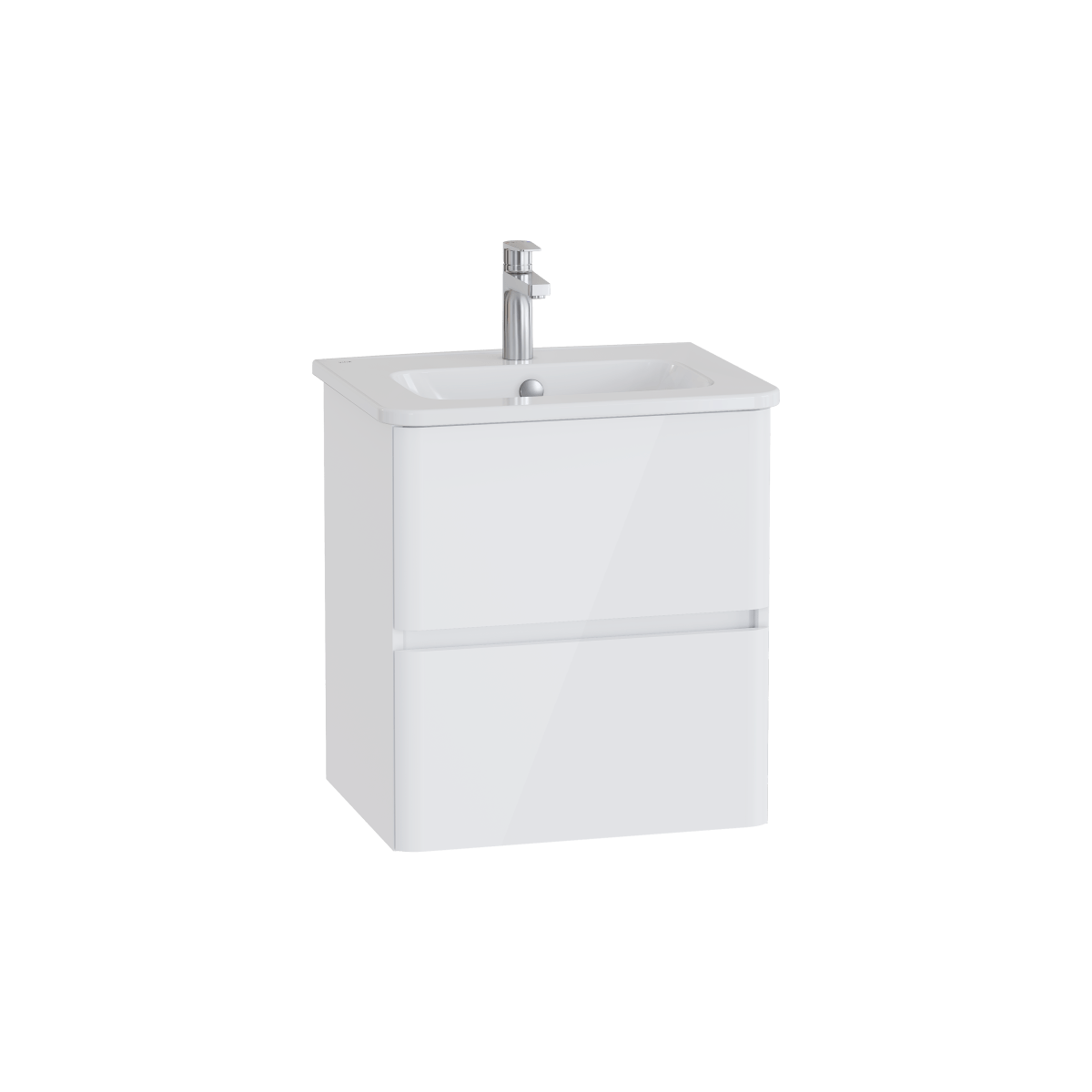 Тумба с раковиной для ванной VitrA Mia Plus Round 69816 60 см глянцевая белая ДСП