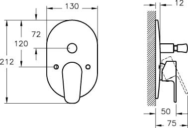 Смеситель для ванны Vitra D-Line встроенный, хром