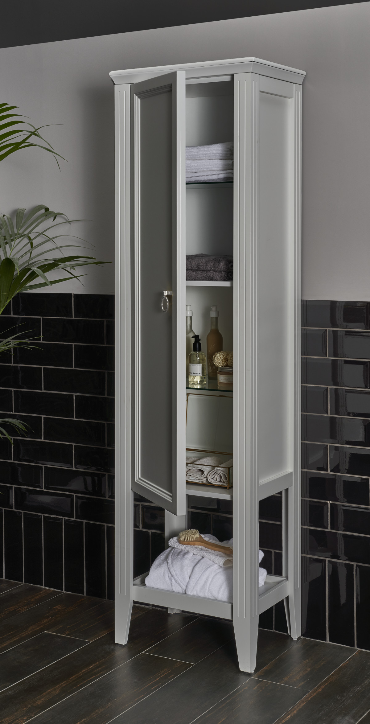 Шкаф пенал в ванную VitrA Valarte (Валарте) 62241 55 см матовый серый МДФ