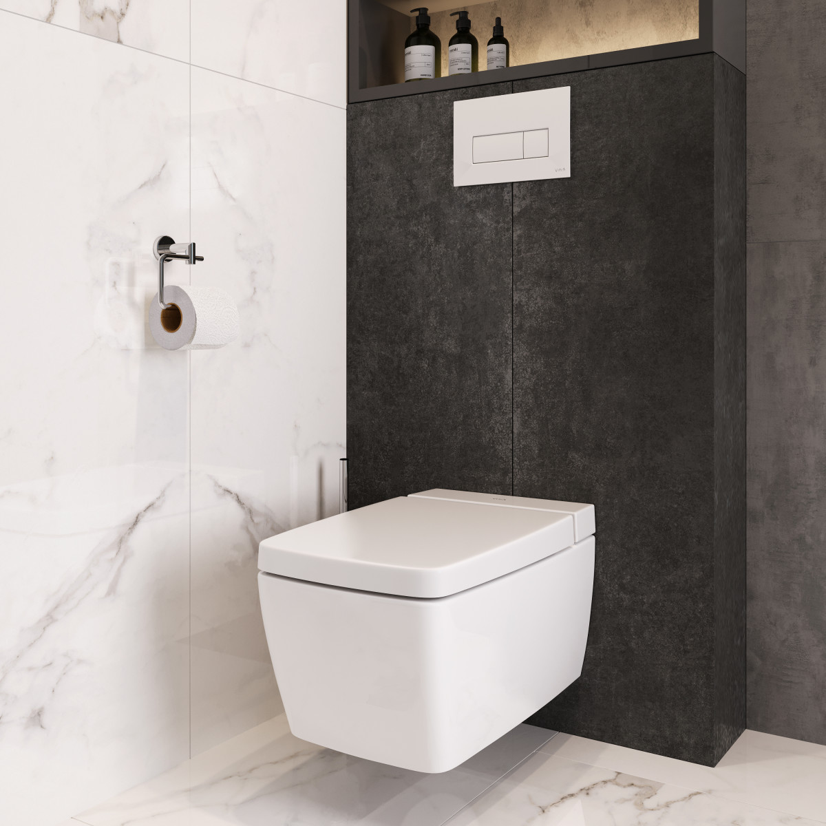 Подвесной унитаз VitrA Metropole 7672B003-1687 с функцией биде и встроенным смесителем безободковый Rim-ex белый санитарный фарфор антибактериальное покрытие Hygiene