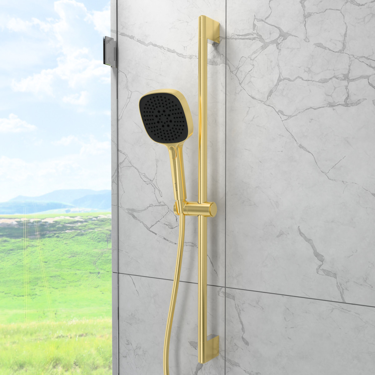 Душевая стойка VitrA Core Square A4591725EXP с ручным душем без смесителя брашированное золото