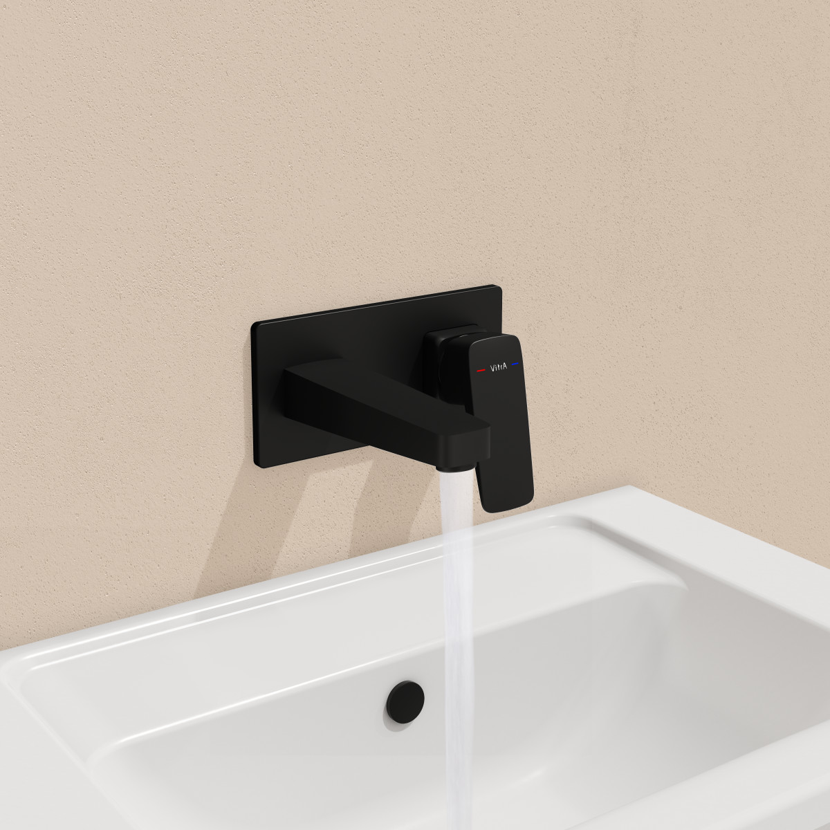 Встраиваемый смеситель для раковины VitrA Root Square A4273836EXP матовый черный латунь