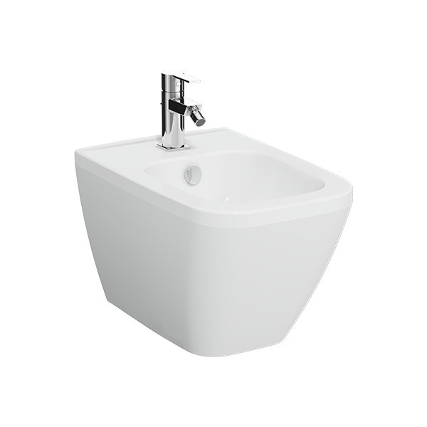 Биде VitrA Integra Square 7083B003-0288 подвесное белое с отверстием под смеситель покрытие Hygiene