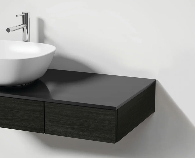 Модуль 90 см под раковину с ящиками, правосторонний, черный дуб