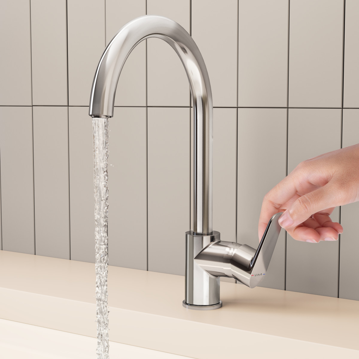 Смеситель для кухни VitrA Flow Soft (Флоу Софт) A43419EXP с поворотным изливом однорычажный хром латунь