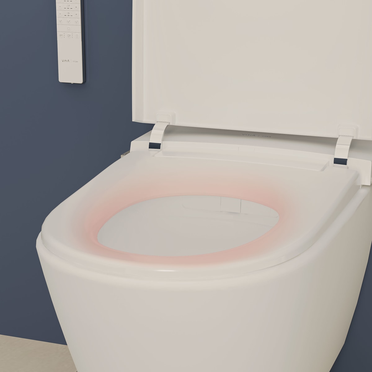 Умный унитаз VitrA V-Care 3 Prime (Ви-Кеар 3 Прайм) подвесной, смыв торнадо, управление из приложения, с пульта, с боковых клавиш, персональные настройки, вариативность струи, система самоочистки, автоматическое открывание