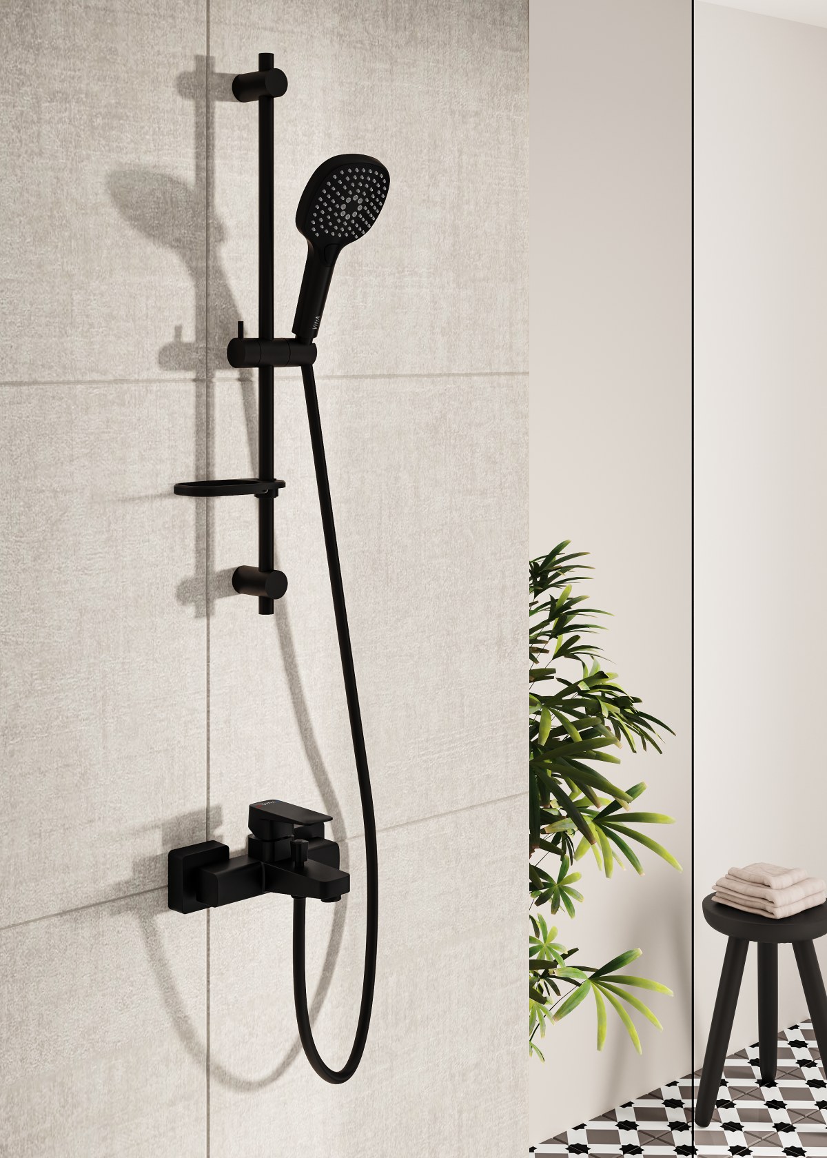 Смеситель настенный VitrA Root Square (Рут Скуэр) A4273736EXP для ванны однорычажный матовый черный латунь